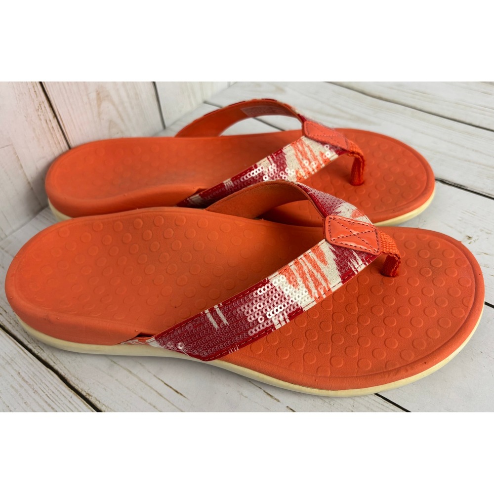 Vionic Tide Sequoia Orange Sequin Orthotic Thong Sandals Womens 5 44TIDESEQ - Picture 1 of 7